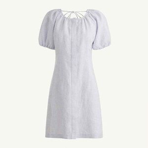 J. Crew Women's White Peri Shadow V-Back Linen Shirtdress In Gingham NWT​